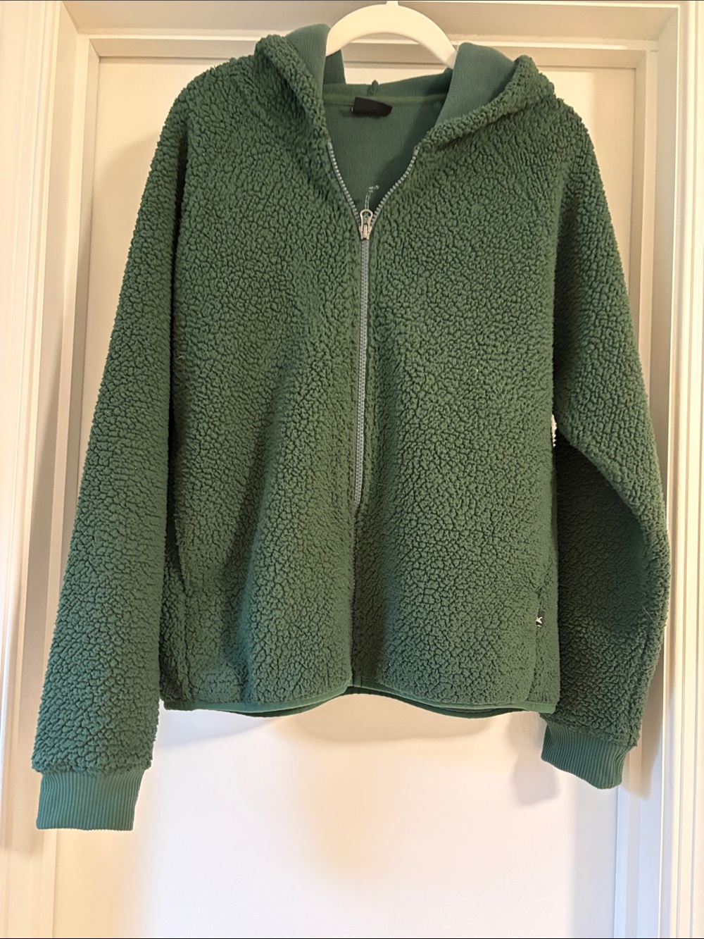 Women’s Green Sherpa Fleece Hoodie Jacket